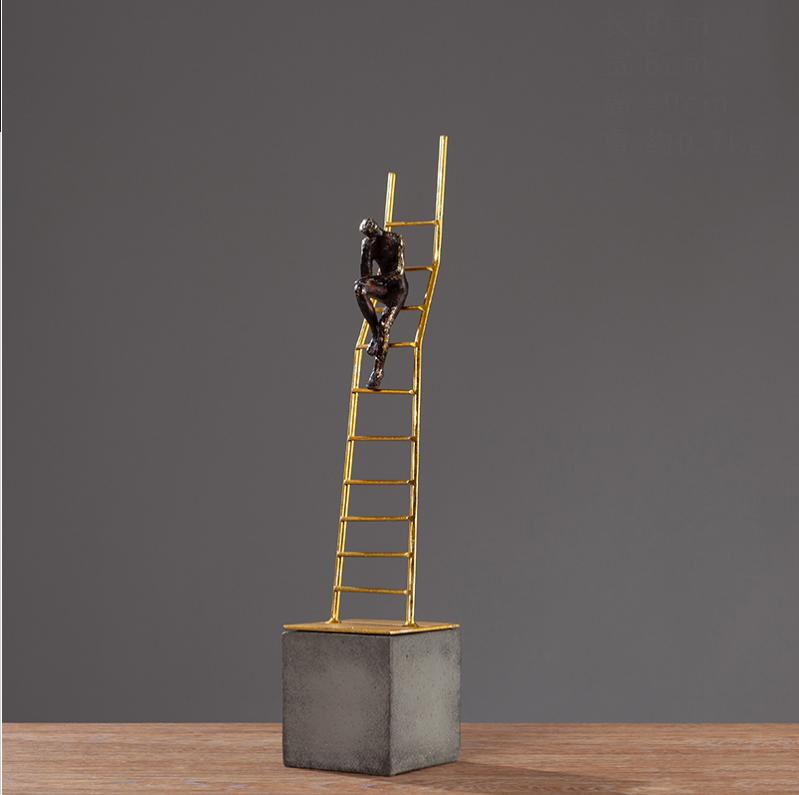

Европейская металлическая лестница, фигурки из смолы, украшения, офисный декор для кафе, поделки, домашний декор для гостиной, настольная скульптура