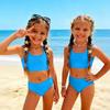 Girls Two Piece Swimsuit Tankini Set Kids Summer Swimwear Soft Fabric Comfortable Fit Durable Construction Suitable for Beach Pool Activities