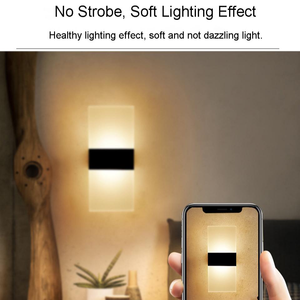 USB Recharge Wall Lamp Touch Motion Sensor Switch Indoor Acrylic Night Lights Bedroom Bedside Wall Sconce Nordic LED Wall Light