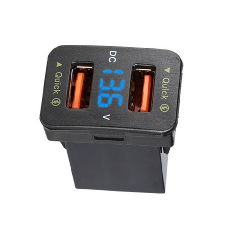 

Dual Port USB Car Phone Charger Adapter Mini LED Voltmeter Socket Quick Charge синій