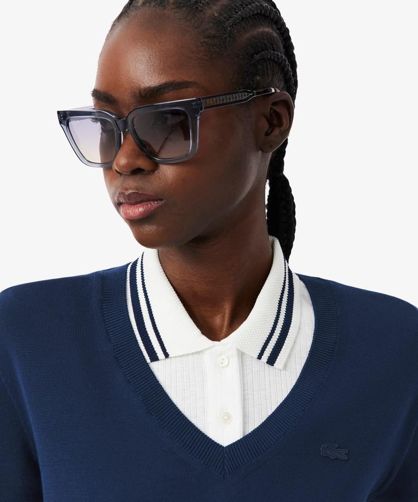 LACOSTE Women'S Light Cotton V-Neck Sweater Af3964-56G 166
