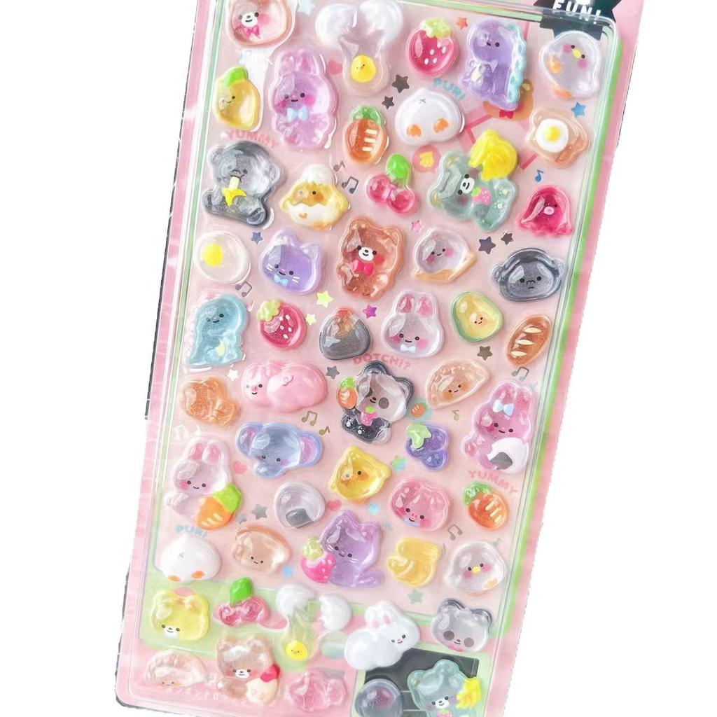 3D Crystal Cute Animal Stickers for Kids - Transparent & Embossed Fun for Phones