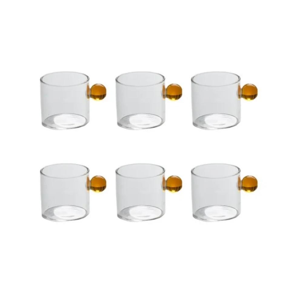 6PC Espresso Tassen Kleine Tee Tasse Set Hitze Beständig Glas Teetassen Eimer Tisch Dekor 110ml Kapazität