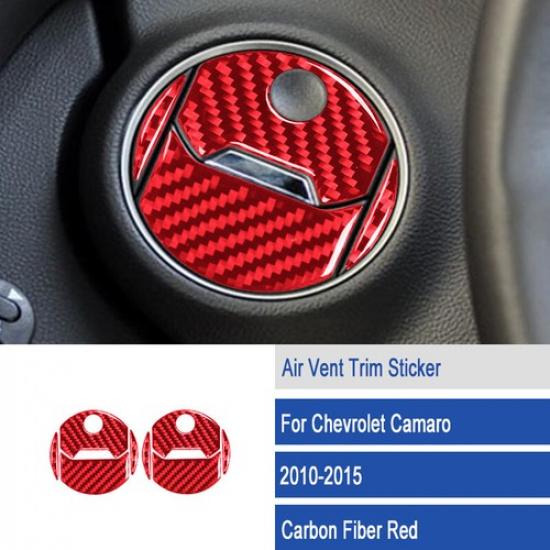 Red Carbon Fiber Interior Side Air Vent Outlet Cover for Chevrolet Camaro 10-15