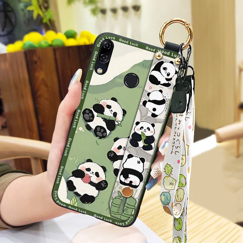 Protective Cute Phone Case For ASUS ZenFone 5 ZE620KL/ZS620KL Wristband Cartoon Panda Wrist Strap Lanyard Shockproof