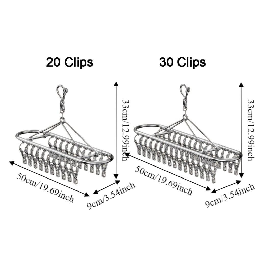 20/30 Clips Socks Drying Rack Stainless Steel Underwear Socks Holder Sock Laundry Airer Balcony