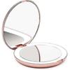 Fancii Led Lighted Travel Makeup Mirror, 1x/10x Magnification - Daylight Led, Compact, Portable, Illuminated Folding MirrorRose Gold SZRH A-W