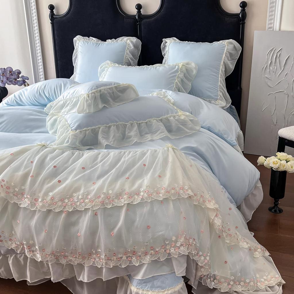 Lace Bedding Set Four-piece French Skin-friendly Breathable Bed Sheet Quilt Cover Pillowcase