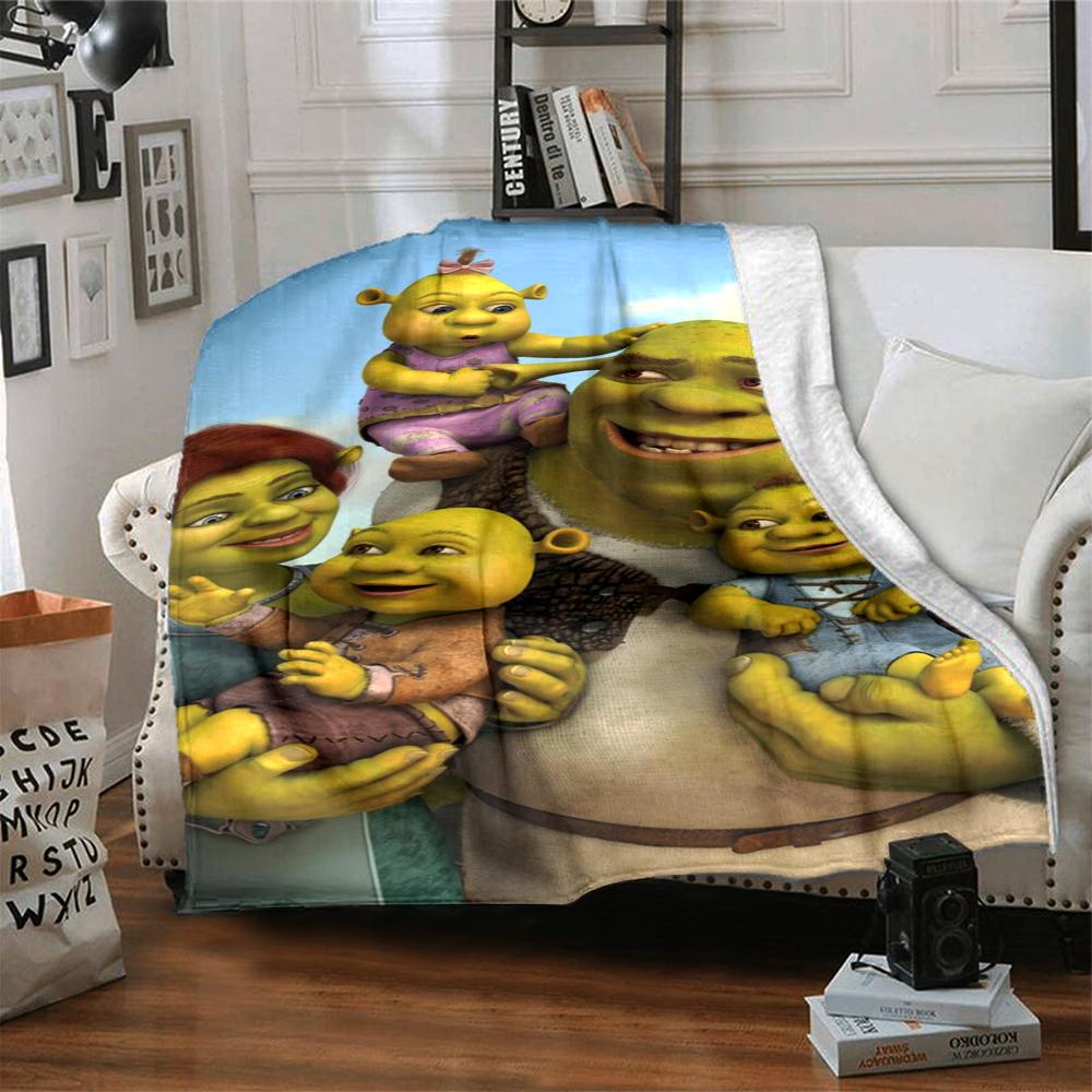 Shrek Theme Printed Blanket - Perfect for Couch, Bed, Travel & Outdoor Use | Machine Washable, Cozy & Durable.