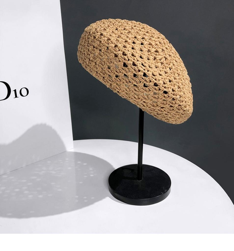 Japanese Simple Versatile Beret Children Summer Thin Hollow Straw Bud Hat Internet Celebrity British Painter Hat