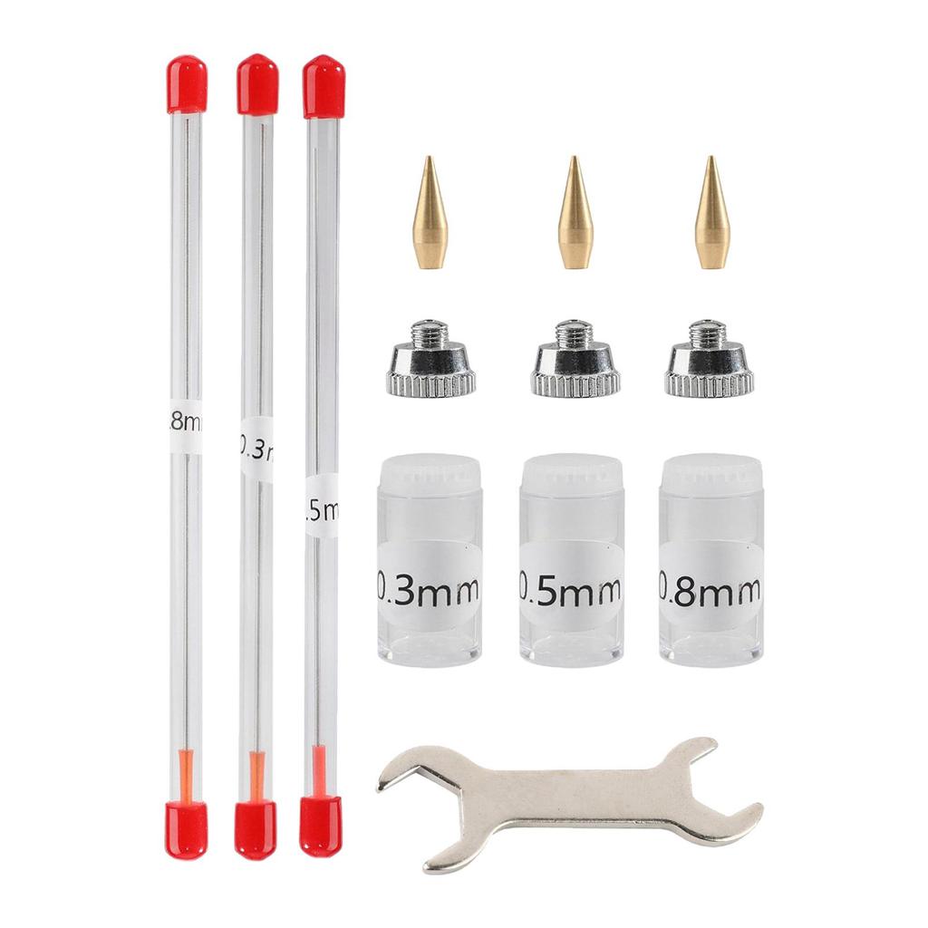 11Pcs 0.3mm 0.5mm 0.8mm Airbrush Needle Kits Fittings Professional Mini Wrench