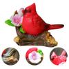 Red Bird Figurine Resin Miniature Red Bird Ornament Decorative Red Birds Perched On Branch Statue for Desktop Moss Micro-Landscape Garden Fence