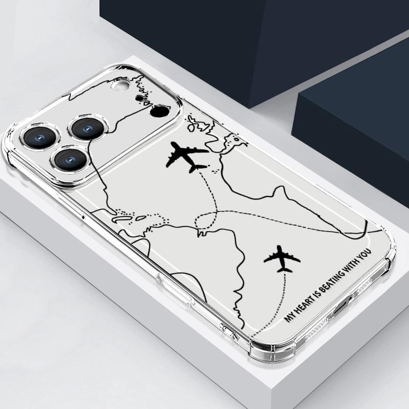 Airplane Snow Mountain Landscape Pattern Case For iPhone 17 Pro Max Coque iPhone 16 15 14 13 Pro Max 11 Shockproof Clear Soft Silicone Cover