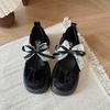 Lace Bow Mary Jane Single Shoes Women's 2025 Autumn New New Chinese Style with Skirt Platform Small Leather Shoes