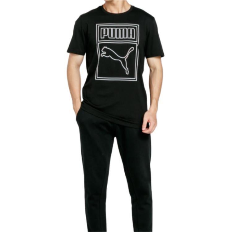 PUMA T Shirts Men's Black Crew Neck Moderate Straight Fit 598245-51