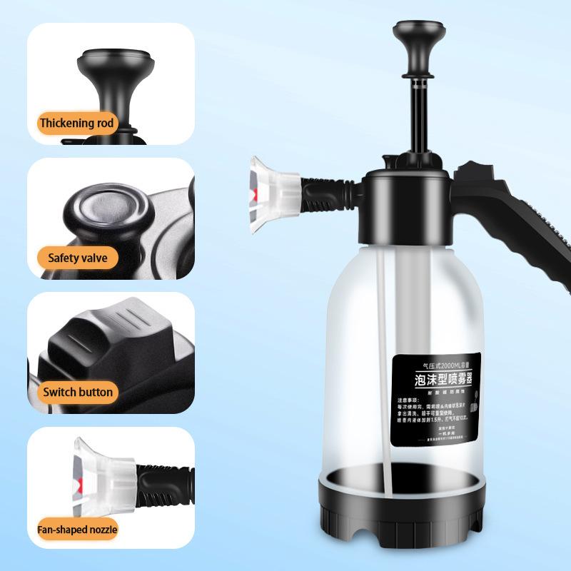 2L Hand Pump Foam Sprayer Pneumatic Washer Foam Snow Foam High Pressure Car Wash Spray Bottle for Car Home Cleaning