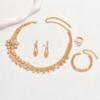 Gold Plated Jewelry Set India Dubai Jewelry Bare Diamond Zircon Necklace Bracelet Ring Earrings Set