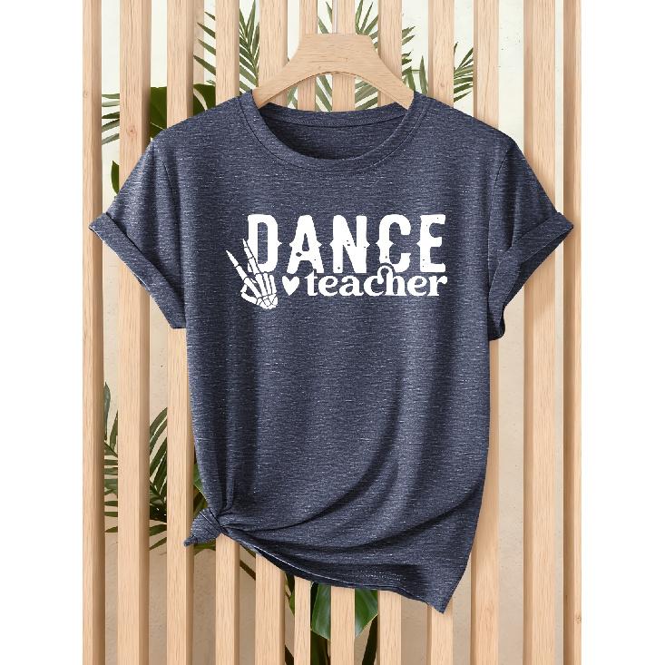 Fun Gesture Script for Dance Teachers Fashionable printed retro-style short sleeves Versatile for daily commuting and casual wear in spring and