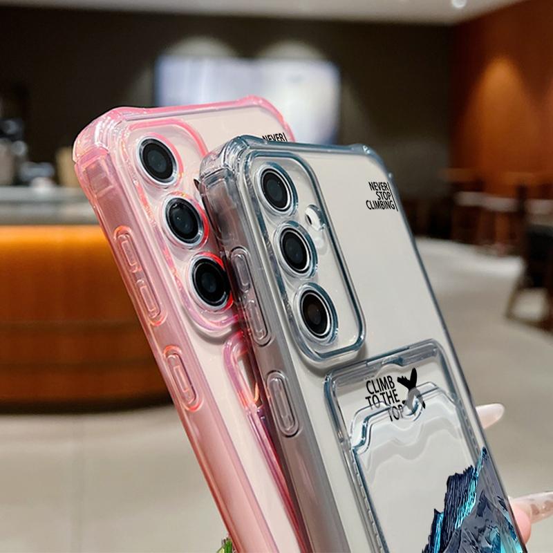 Card Bag Wallet Case For Samsung Galaxy A56 A55 A15 A16 A35 S25 S24 S22 S21 Ultra S23 S24 FE Snow Mountain Print TPU Phone Cover