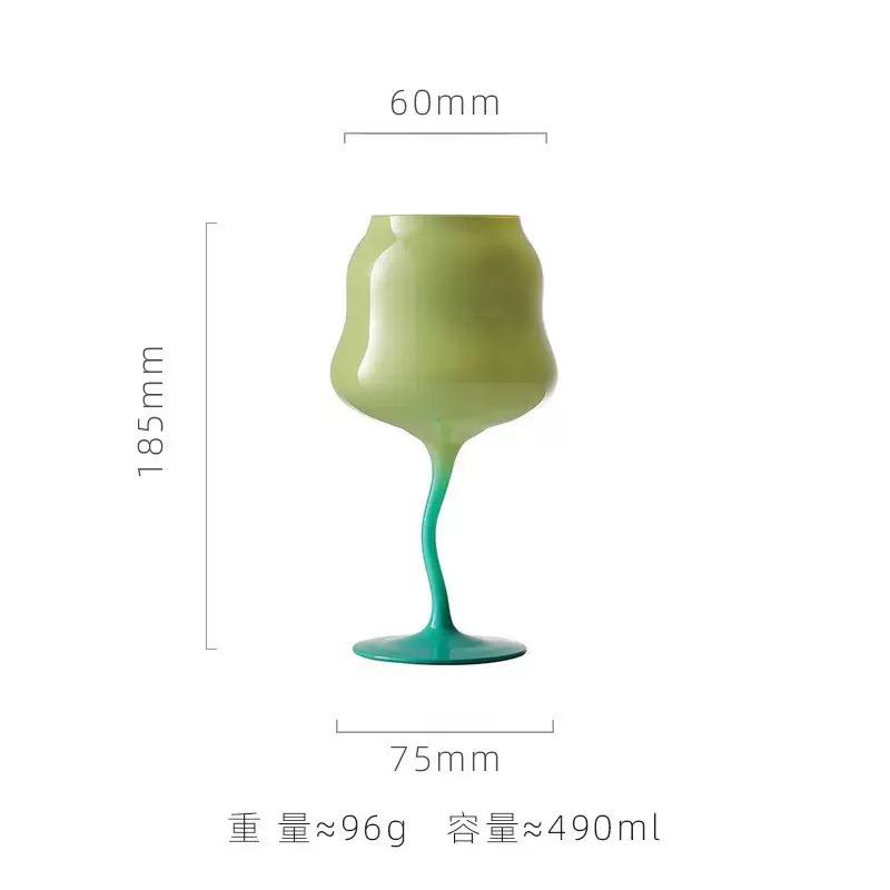 Hand Blown Creative Macaron Colored Twisted Cup Glassware Goblet Wine Glasses Goblet Red Wine Glass Cups for Home Party Use