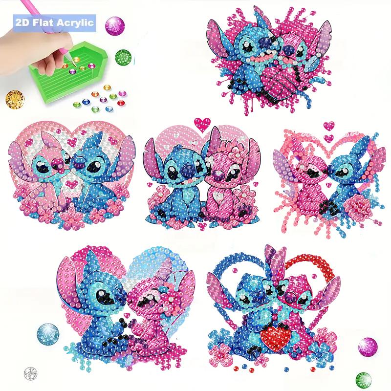 

6 шт. DIY Алмазная живопись Магниты на холодильник, Дисней Стич, Вышивка крестом Круглый Алмазный Рукоделие Домашний Декор Подарок 6pcs