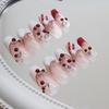 Nagelpflaster Französische Schleife Falscher Nagel Abnehmbarer Nagel Karomuster Litschi Tragen Nagel Diamant Nagelpflaster
