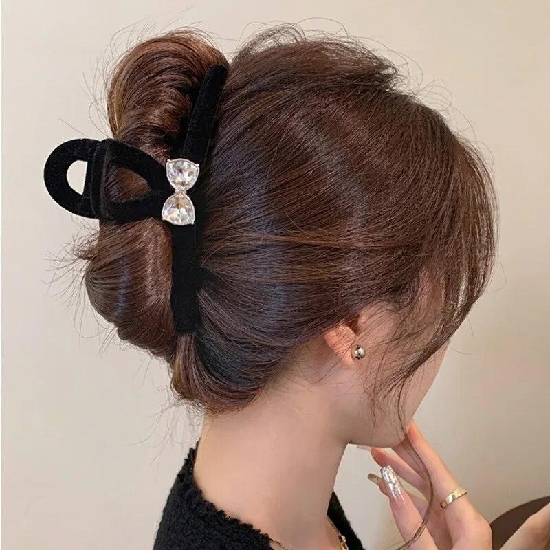Retro Flocking Star Hair Claw Clip Female Vintage Large Plate Hairpins Barrettes Shark Clip Headdress For Women Hair Accessories
