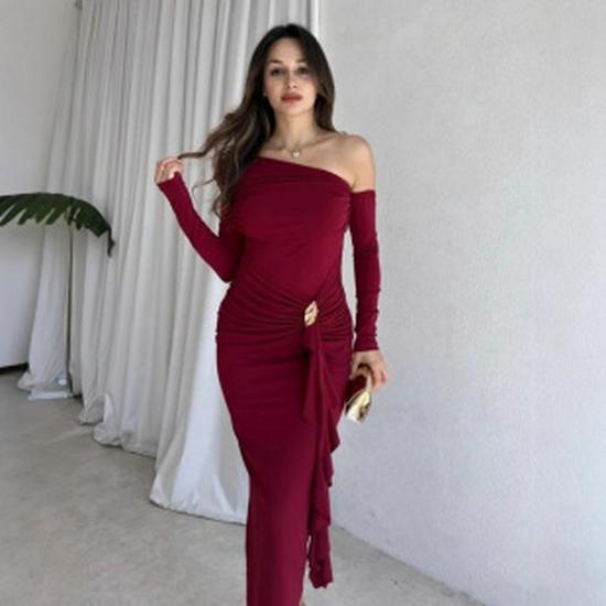 Robe Bandeau Transparente Manches Longues en Maille Assemblée pour Femmes - Été 2025