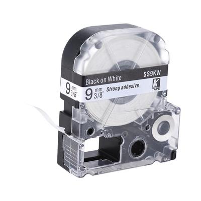 Kompatibel für Epson/KingJim SS9KW Standard-Schriftbänder, schwarz auf weiß, 9 mm