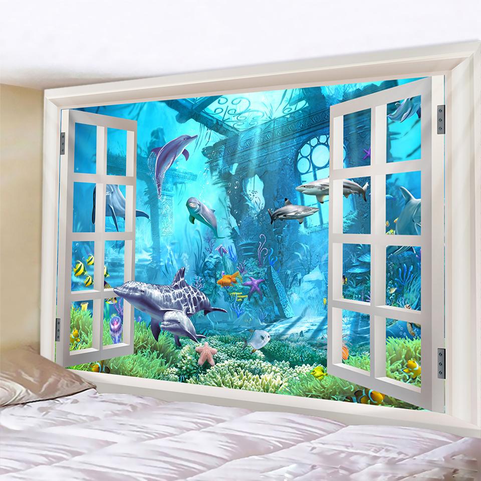 

3D Дельфин Животное Украшение Дома Гобелен Богемное Украшение Гобелен Мандала Украшение Гобелен 200x150cm