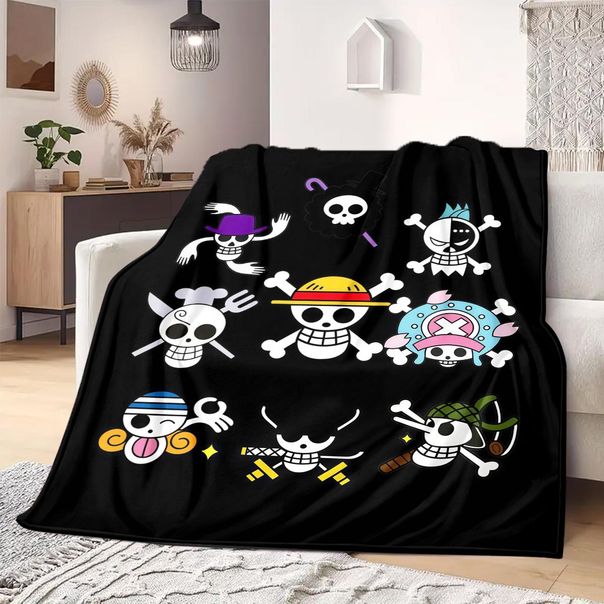 

ONE PIECE Straw Hat Pirates Print Blanket Warm Comfortable Flannel Blanket Suitable for Bedrooms,Sofas, Beds,Chairs -QIAO115 75x90cm