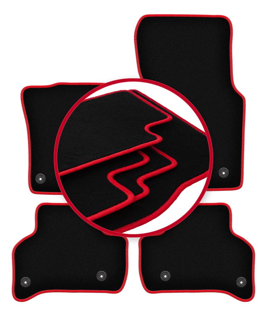 Velour floor mats with red edge for: Jaguar XE sedan (2015-)