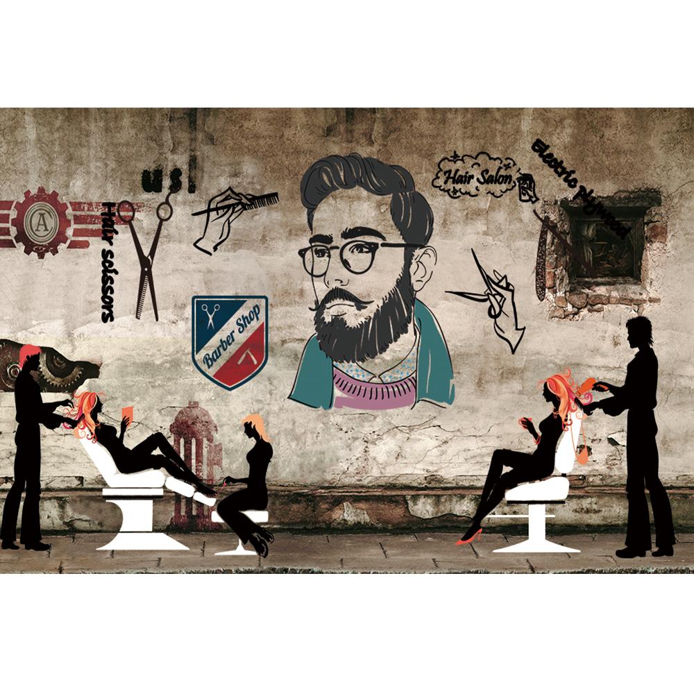 Modern Barber Shop Wall Mural Hairstylist Scissors Comb Scraper Wallpaper Suitable For Barber Shop Beauty Salon 3d Wall Murals