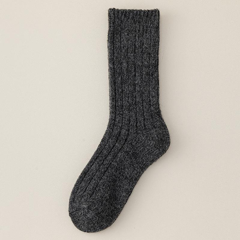 Wool Socks Children'S Medium Tube Socks Season Warm And Piled Thickened Versatile Solid Color Retro Cashmere Stacking Socks