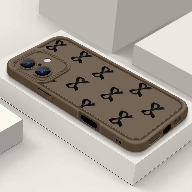 Cover per telefono in TPU opaco con motivo a fiocco per iPhone 16 Pro Max 15 Pro 14 Plus 13 12 11 XS XR 8 7 Protezione obiettivo Antiurto Morbida custodia bumper in silicone