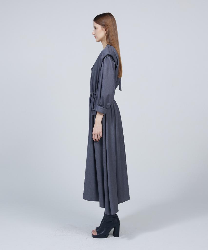 Meuameu Puff Sleeve Trench Coat Dress