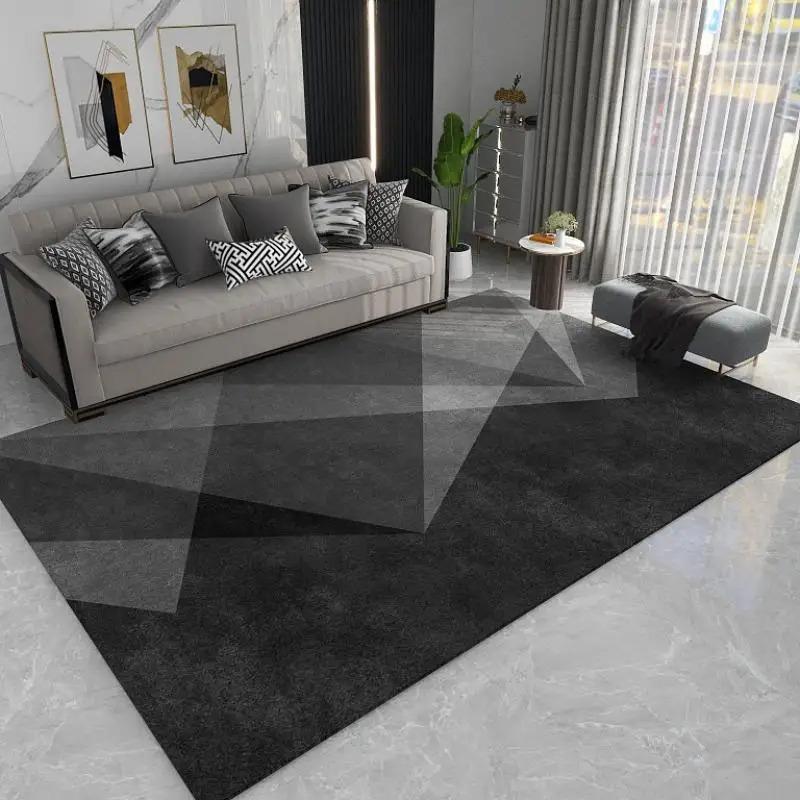Abstract Geometric Patchwork Rug Black,Grey,Brown Modern Minimalist Style Distinctive Decor for Living Rooms and Bedrooms