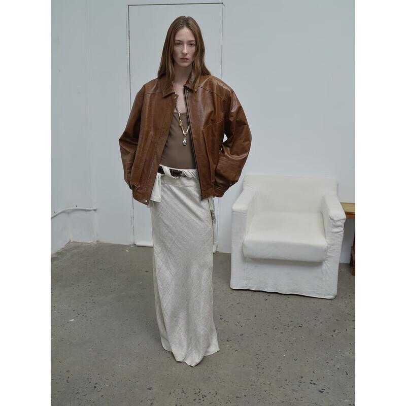 Women's Retro Waxed Leather Workwear Jacket