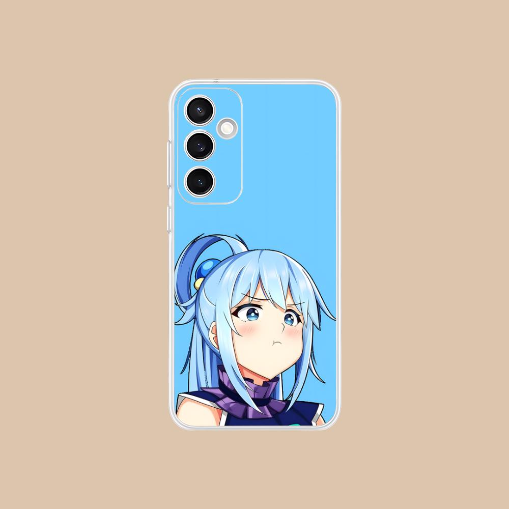 Konosuba Aqua Mobile Phone Case for Samsung Galaxy S25 S24 S23 S22 S21Plus FE Ultra Clear Colour Protective Smartphone Pretty