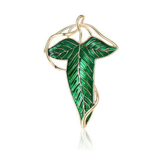 Women Brooch Leaf Shape Enamel Oil Dripping Plant Style Anti-slip Polished Coat Collar Bag Scarf Hat