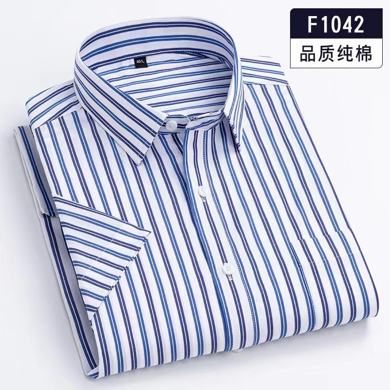 Summer Pure Cotton Men's Plaid Short-sleeved Shirt Casual Business Cotton Half-sleeved Young and Middle-aged Shirt