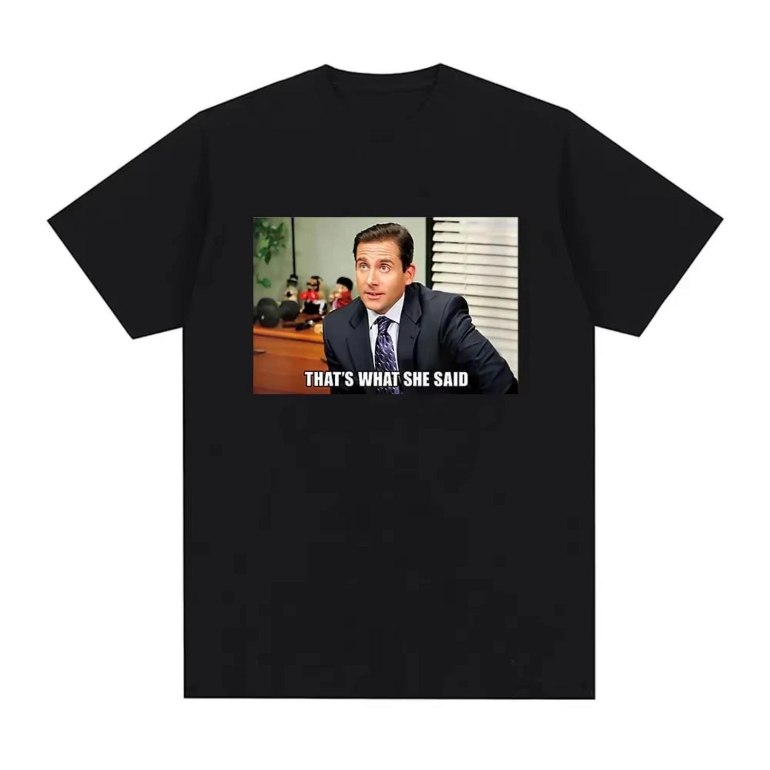

Michael Scott That s She Said T-shirt TV Series Office Dwight Schrute Jim Halpert T-shirt Short Sleeved Women s Men T-shirt Top S чёрный