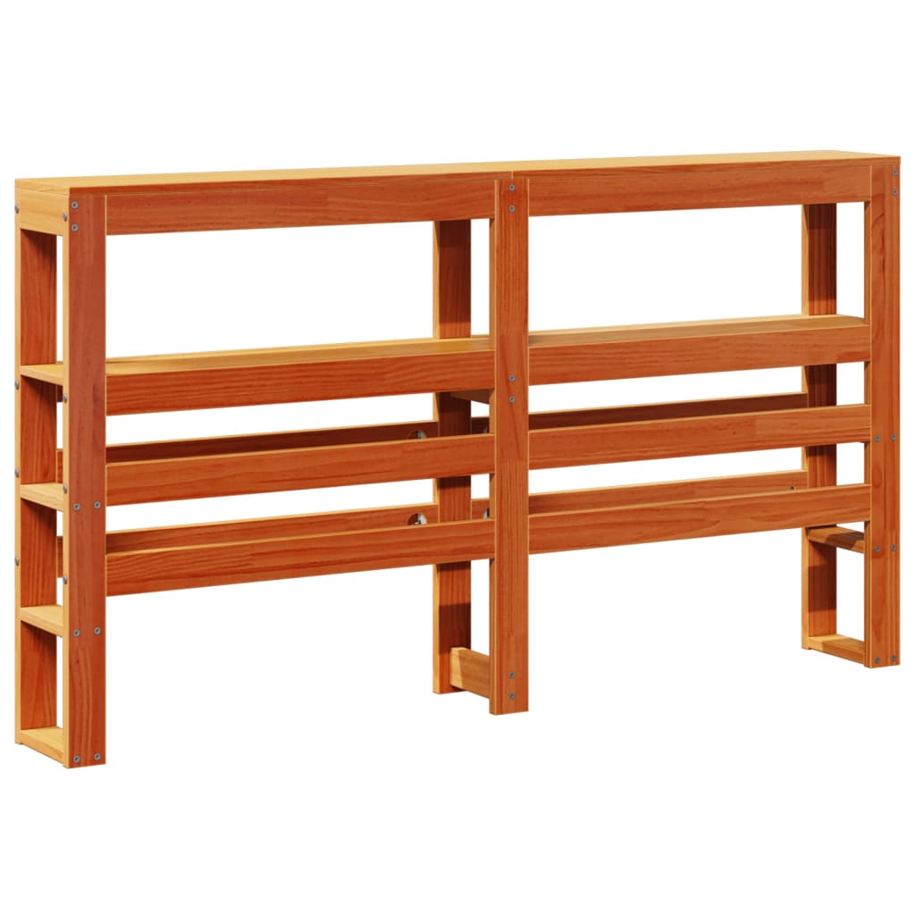 Vidaxl Wezgłowie Do Łóżka, Z Półkami, Woskowy Brąz, 120 Cm, Sosnowe