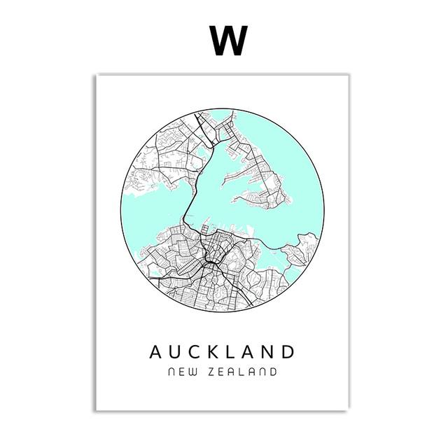 Nordisches minimalistisches Leinwandbild, Weltkarte, Poster, Bosten Landon, New York City, Wandkunst, Heimdekoration, Zitate, kein Rahmen