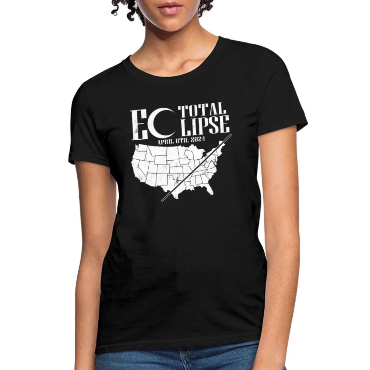 April 2024 Total Eclipse USA Map Path Of Totality Women s T-Shirt XS