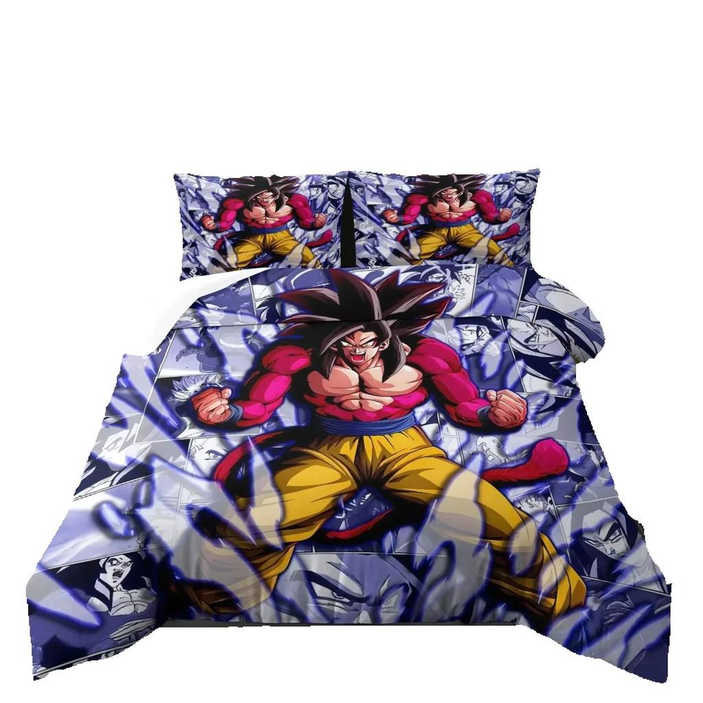 2026 Hot Sale Japanese Anime Dragon Ball Son Goku Bedding Set Quilt Cover Twin Full Bedroom Bed Decor for Teens Best Gifts