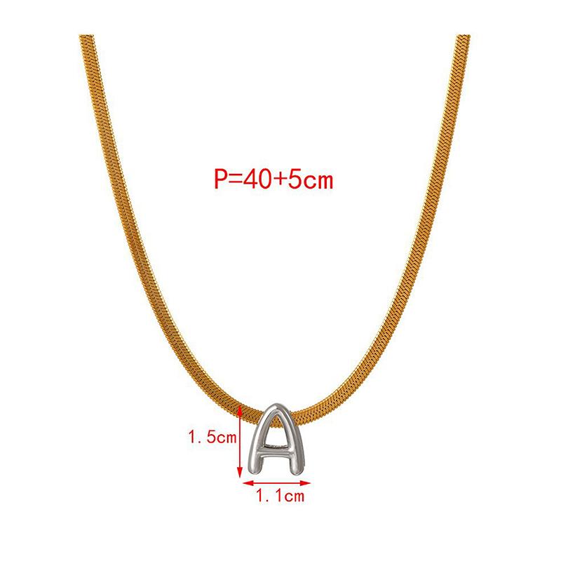 Titanium Steel Snake Bone Chain 26-Letter A-Z Initial Pendant Necklace Alphabet Choker Jewelry Holiday Gift For Women