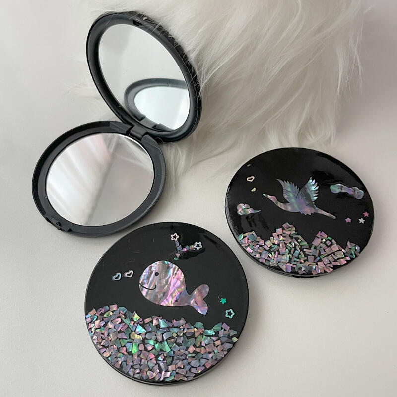 DIY Mother-of-pearl Hand Mirror Kit: Mother-of-pearl Lacquerware Craft + Glue Phoenix set + adhesive