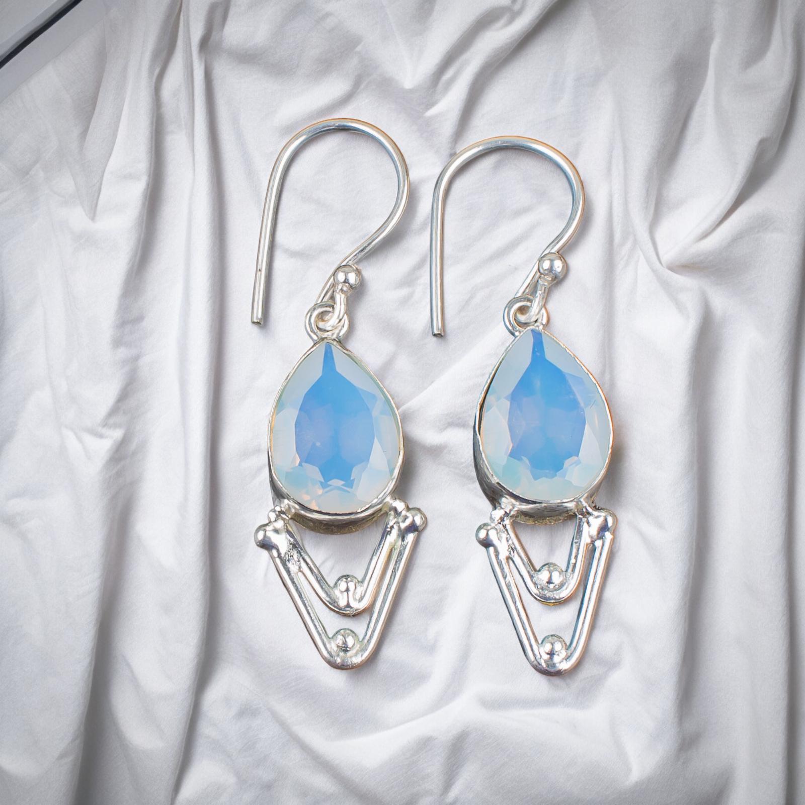 

Milky Opal Gemstone 925 Sterling Silver Trendy Jewelry Handmade Earrings 1.90 EE-39-14