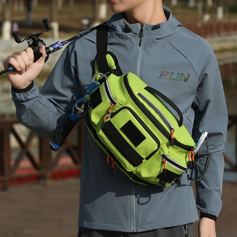 Men's Multifunctional Outdoor Cycling & Fishing Waist Bag - Expandable Crossbody Lure & Rod Storage Bag